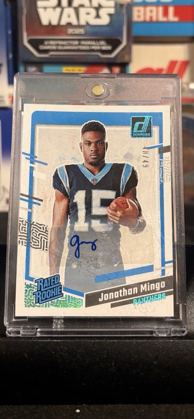 2023 Donruss Jonathan Mingo Rated Rookie Autograph /49 Panthers #14 Signed Card